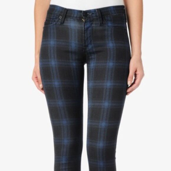 Hudson Nico Mid-Rise Super Skinny Plaid Jeans 24 - Picture 2 of 10